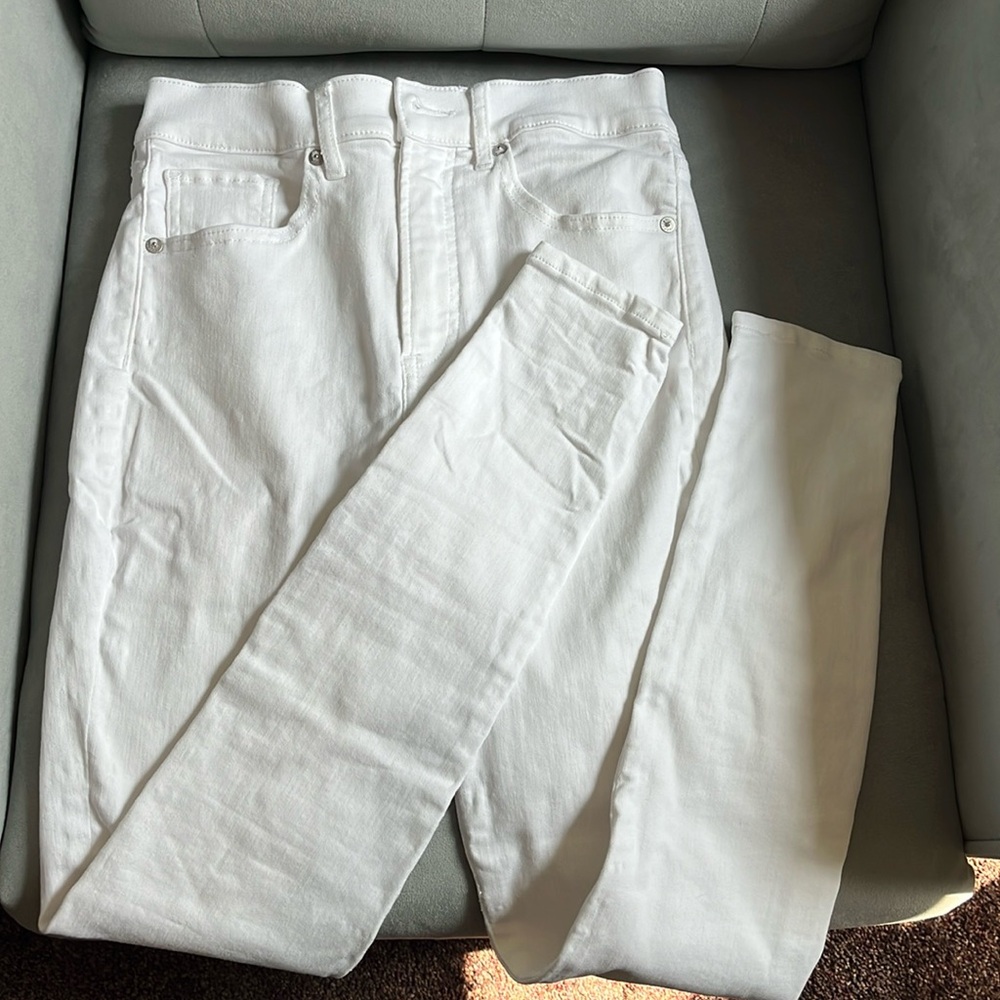 Express skinny high rise white jeans